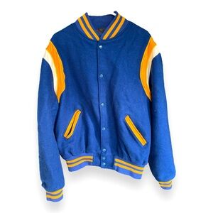 Vintage 1990s Blue & Yellow Gold Heavyweight Varsity Jacket 2XL Osborn Park